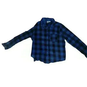 Grateful Dead Flannel Sz m Blue Plaid Long Sleeve Button Collar Preppy Emo